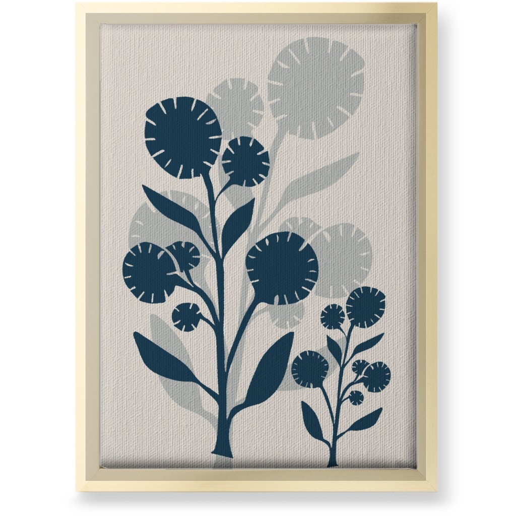 Abstract Flower Wall Art, Gold, Single piece, Canvas, 10x14, Blue, Blue Yonder