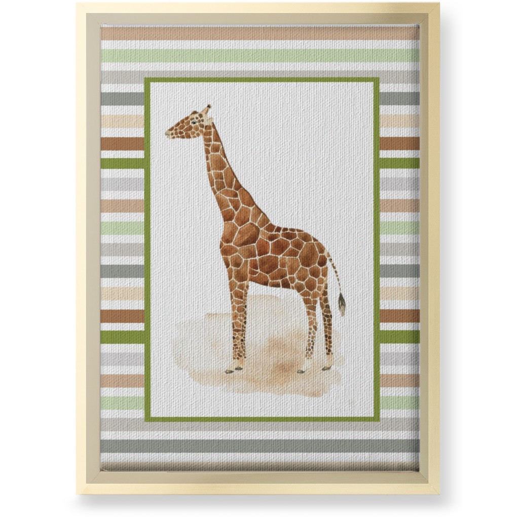 Jungle Safari Animals and Stripes Giraffe Wall Art, Gold, Single piece, Canvas, 10x14, Multicolor