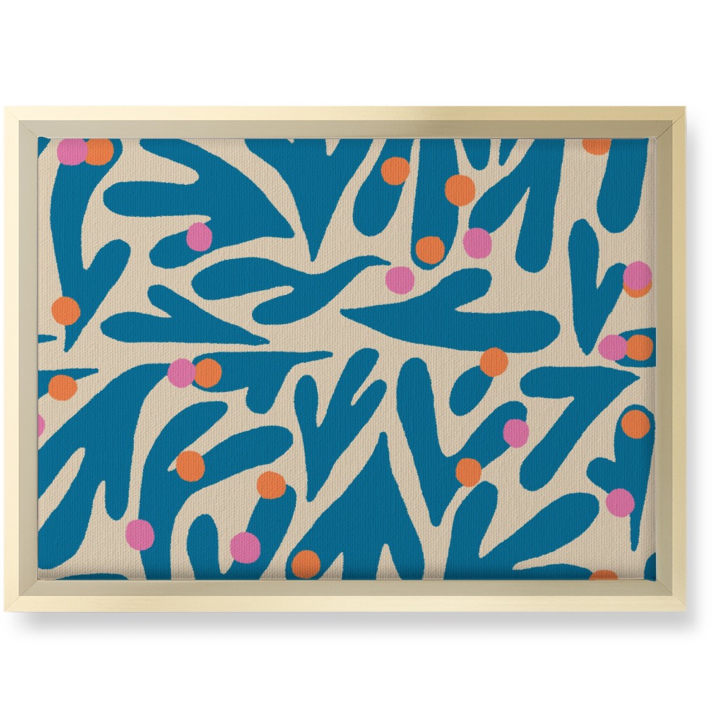 Funky Floral - Blue and White Wall Art, Gold, Single piece, Canvas, 10x14, Blue, True Blue