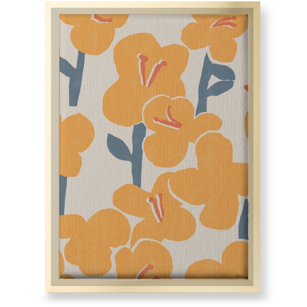 Field of Mod Flowers - Yellow Wall Art, Gold, Single piece, Canvas, 10x14, Yellow, Classic Yellow