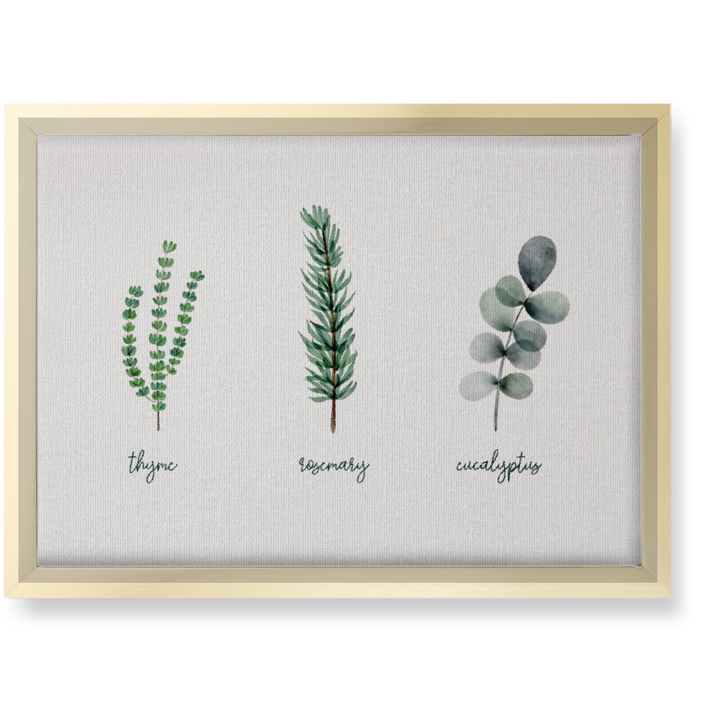 Watercolor Botanicals - Green Wall Art, Gold, Single piece, Canvas, 10x14, Green, Classic Green