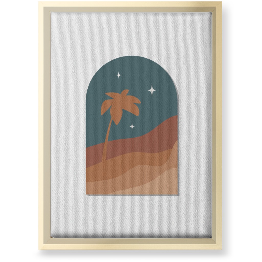 Abstract Landscape in Window With Tree Wall Art, Gold, Single piece, Canvas, 10x14, Multicolor, Hemlock