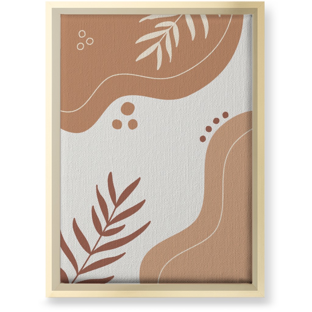 Fern Leaves and Abstract Shapes - Neutral Wall Art, Gold, Single piece, Canvas, 10x14, Orange