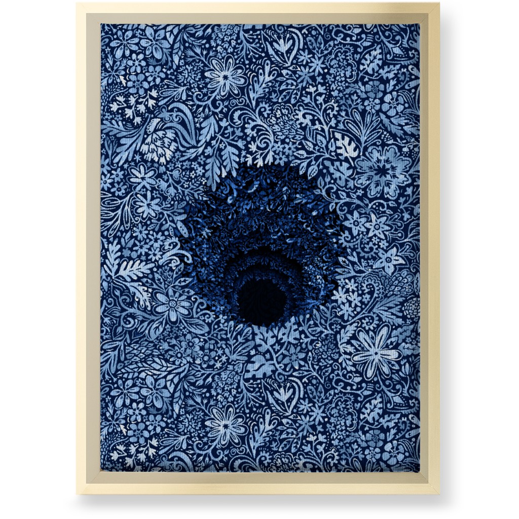 Deep Down Colorful Floral Abstract Wall Art, Gold, Single piece, Canvas, 10x14, Blue, Silhouette