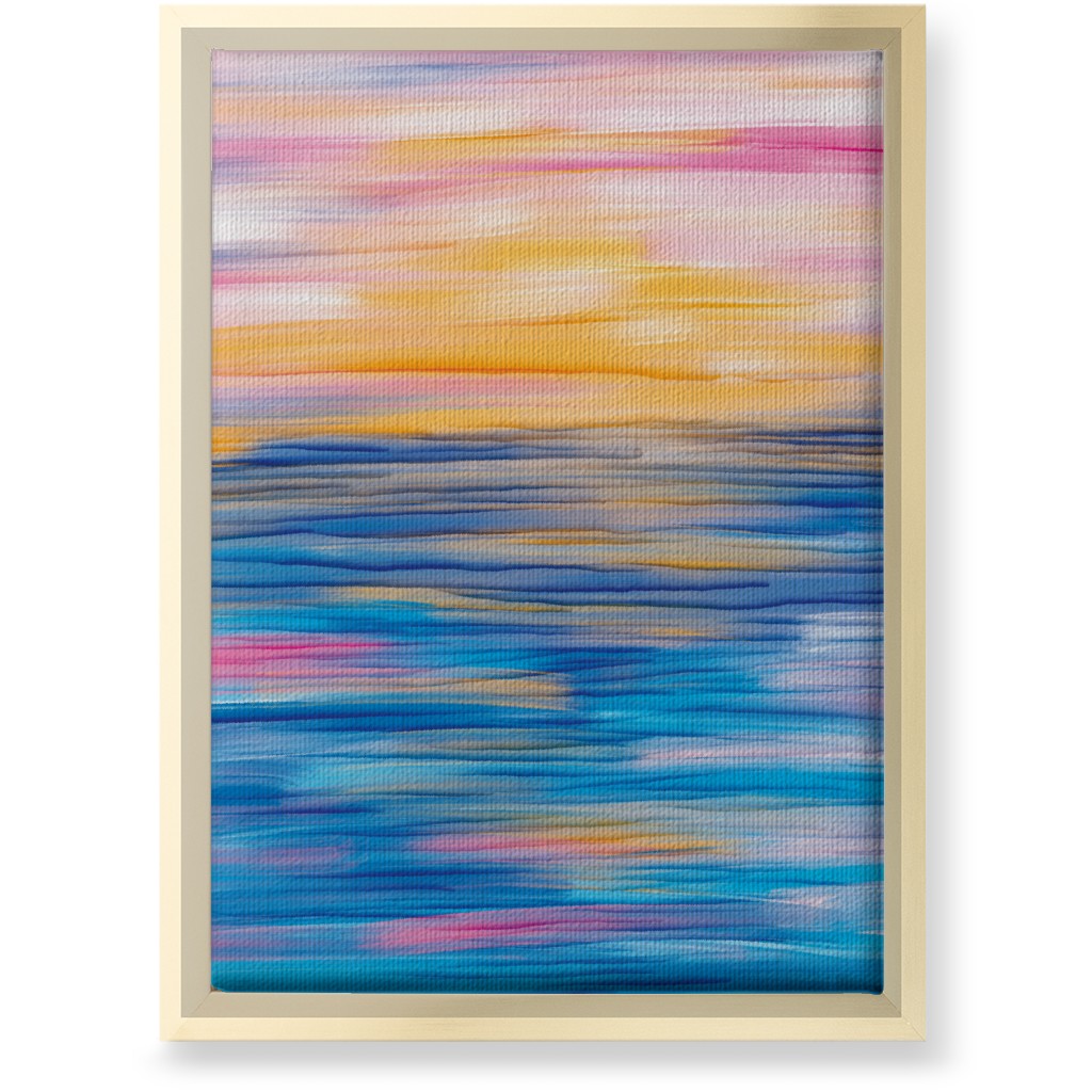 Abstract Sunset Over Water - Multi Wall Art, Gold, Single piece, Canvas, 10x14, Multicolor