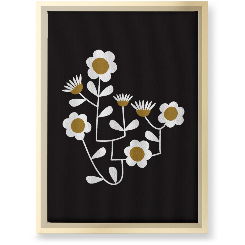 Mod Hanging Floral Wall Art, Gold, Single piece, Canvas, 10x14, Black