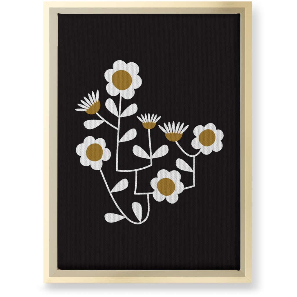 Mod Hanging Floral Wall Art, Gold, Single piece, Canvas, 10x14, Black, Charcoal