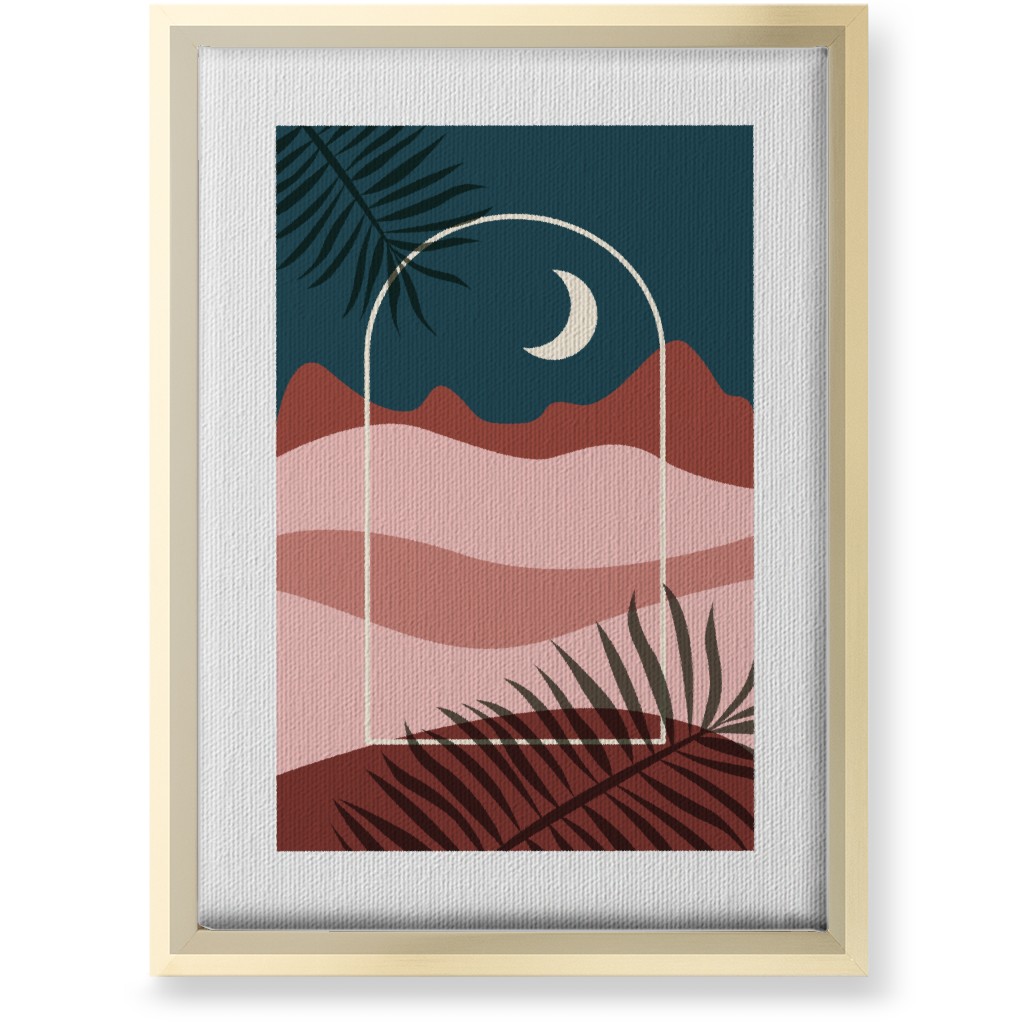 Abstract Landscapes in Windows Moon Wall Art, Gold, Single piece, Canvas, 10x14, Multicolor, Powder Pink