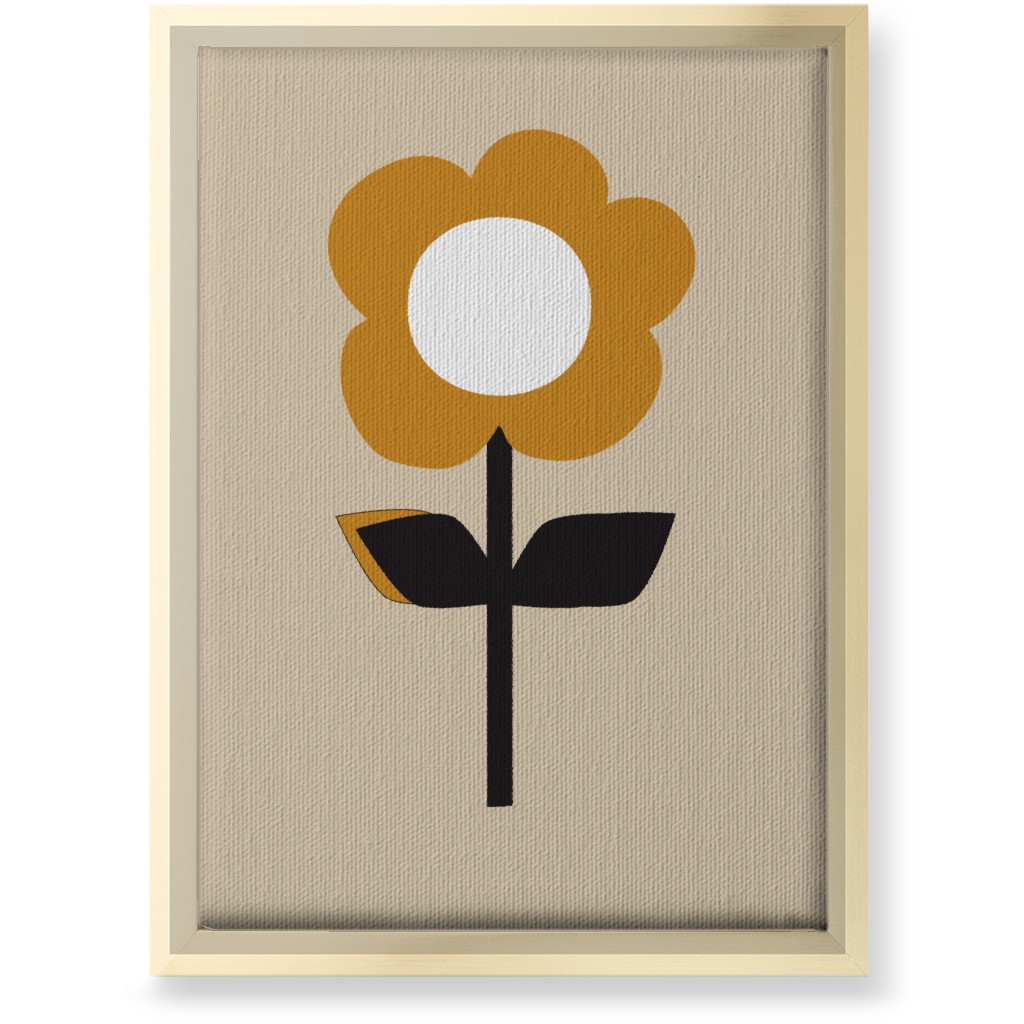 Retro Flower Wall Art, Gold, Single piece, Canvas, 10x14, Orange, Golden