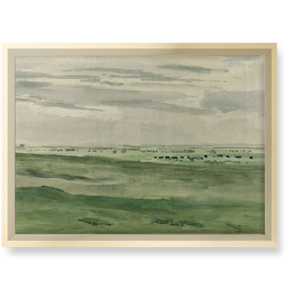 Watercolor Fields Wall Art, Gold, Single piece, Canvas, 10x14, Green, Classic Green