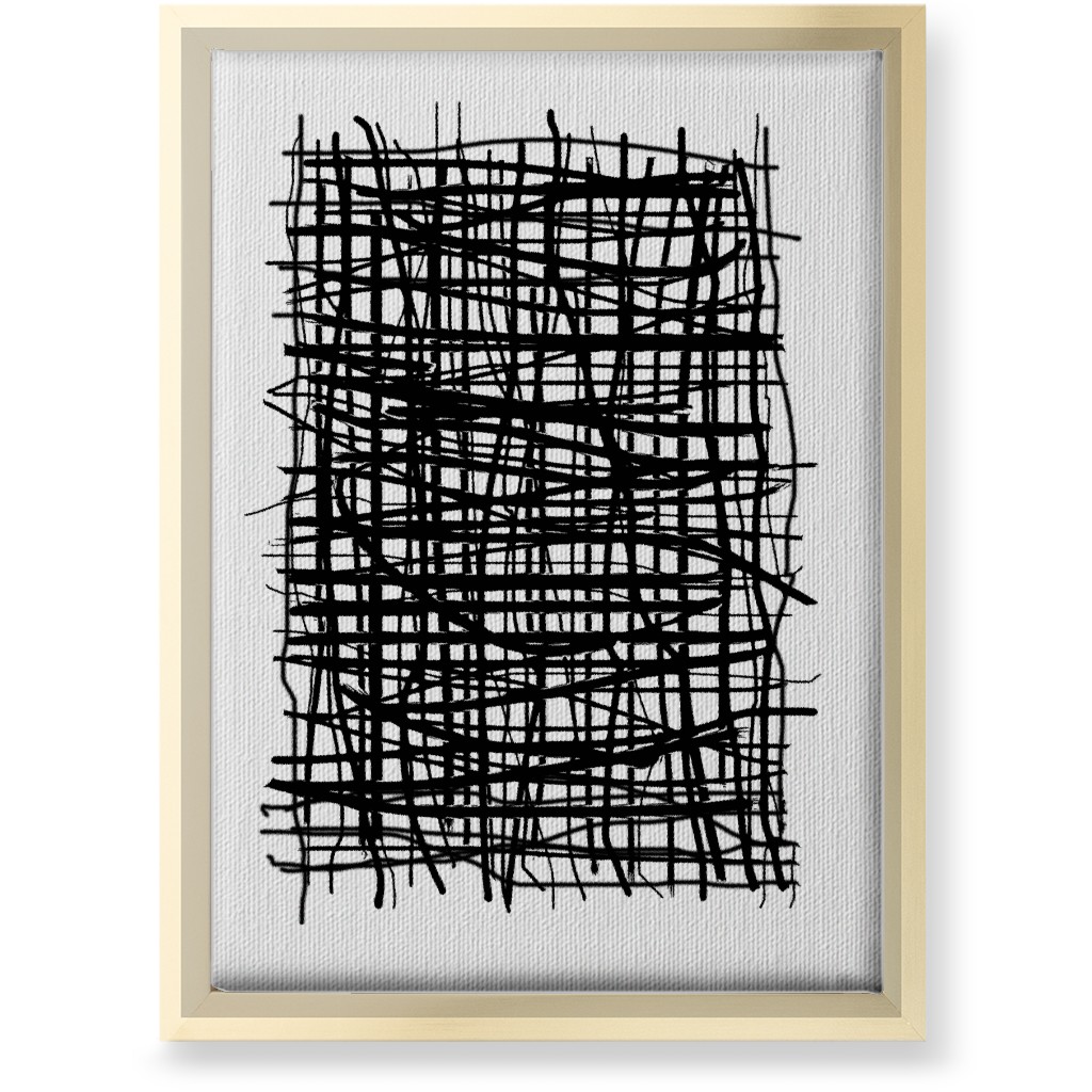 Woven Abstraction - Black on White Wall Art, Gold, Single piece, Canvas, 10x14, Black