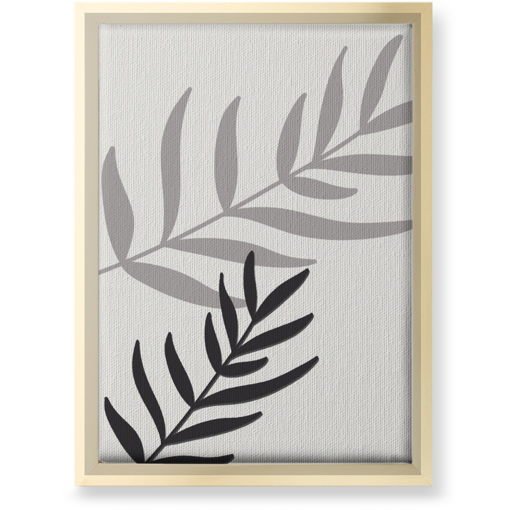 Fern Leaves in Neutral Earth Tones Wall Art, Gold, Single piece, Canvas, 10x14, White, Metal