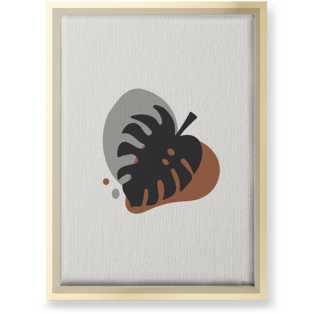 Shapes and Fern Leaf Iv Wall Art, Gold, Single piece, Canvas, 10x14, Brown