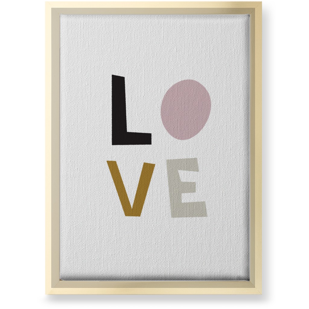 Love Typography - Neutral With Pink Wall Art, Gold, Single piece, Canvas, 10x14, Multicolor