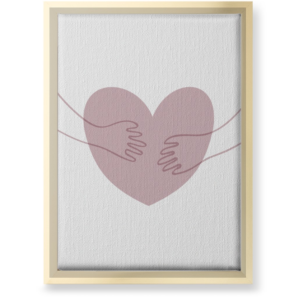 Hugs and Heart - Pink Wall Art, Gold, Single piece, Canvas, 10x14, Pink, Bright Pink