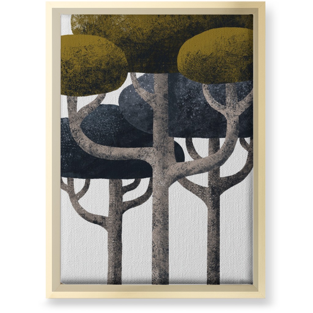 Tree Stand - Green and Black Wall Art, Gold, Single piece, Canvas, 10x14, Multicolor