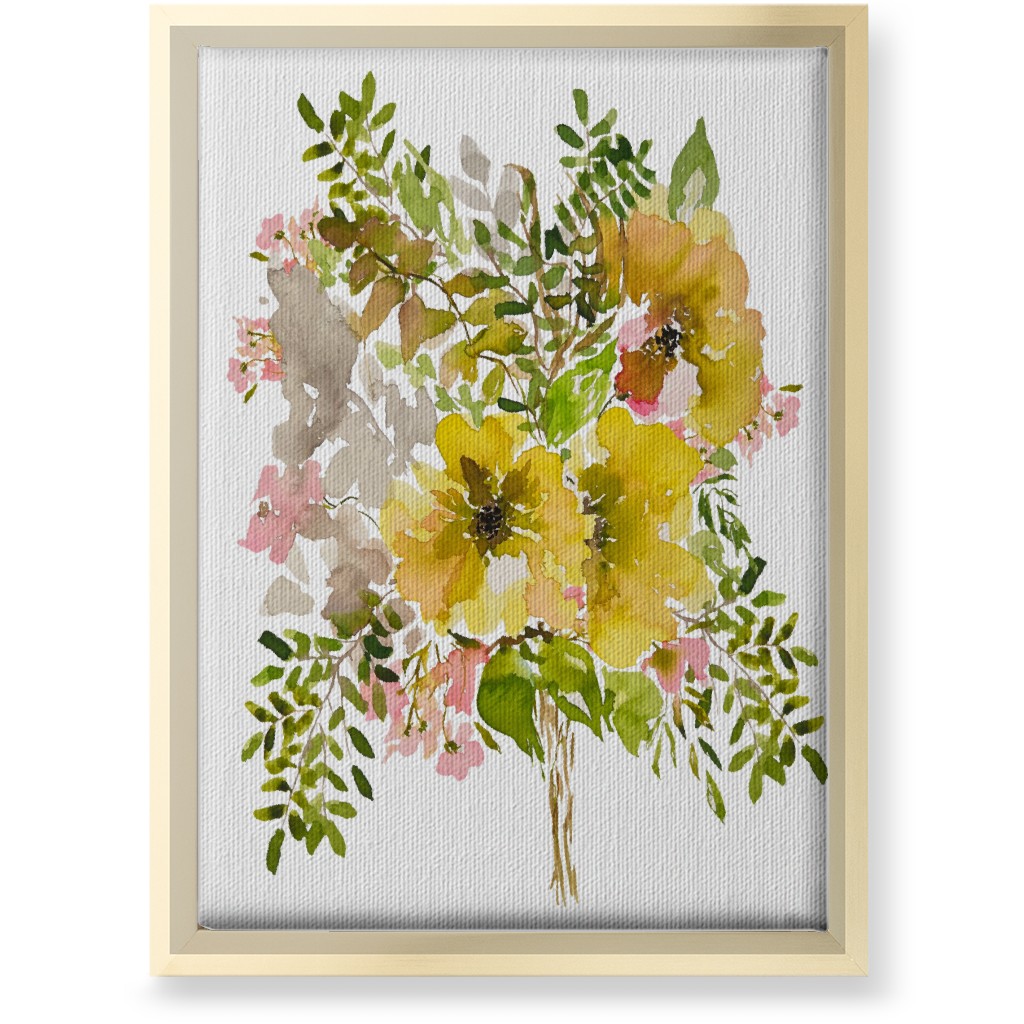 Floral Bouquet - Yellow Wall Art, Gold, Single piece, Canvas, 10x14, Yellow