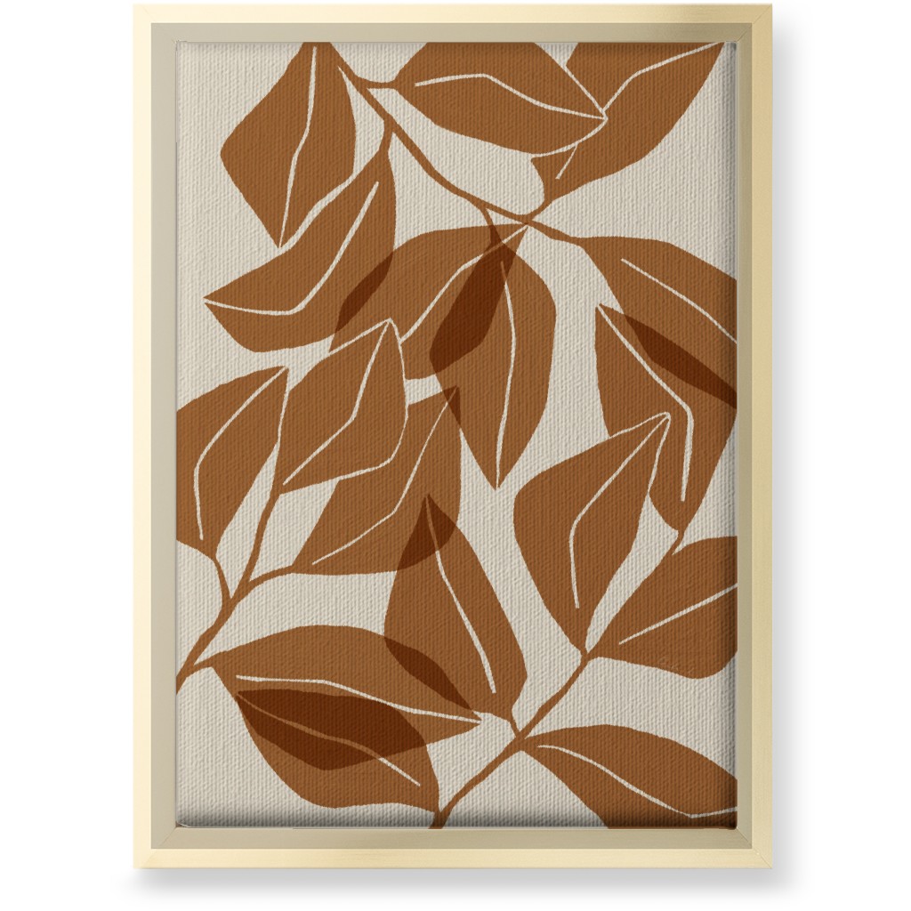 Botanical Ficus Leaves Wall Art, Gold, Single piece, Canvas, 10x14, Orange, Earth