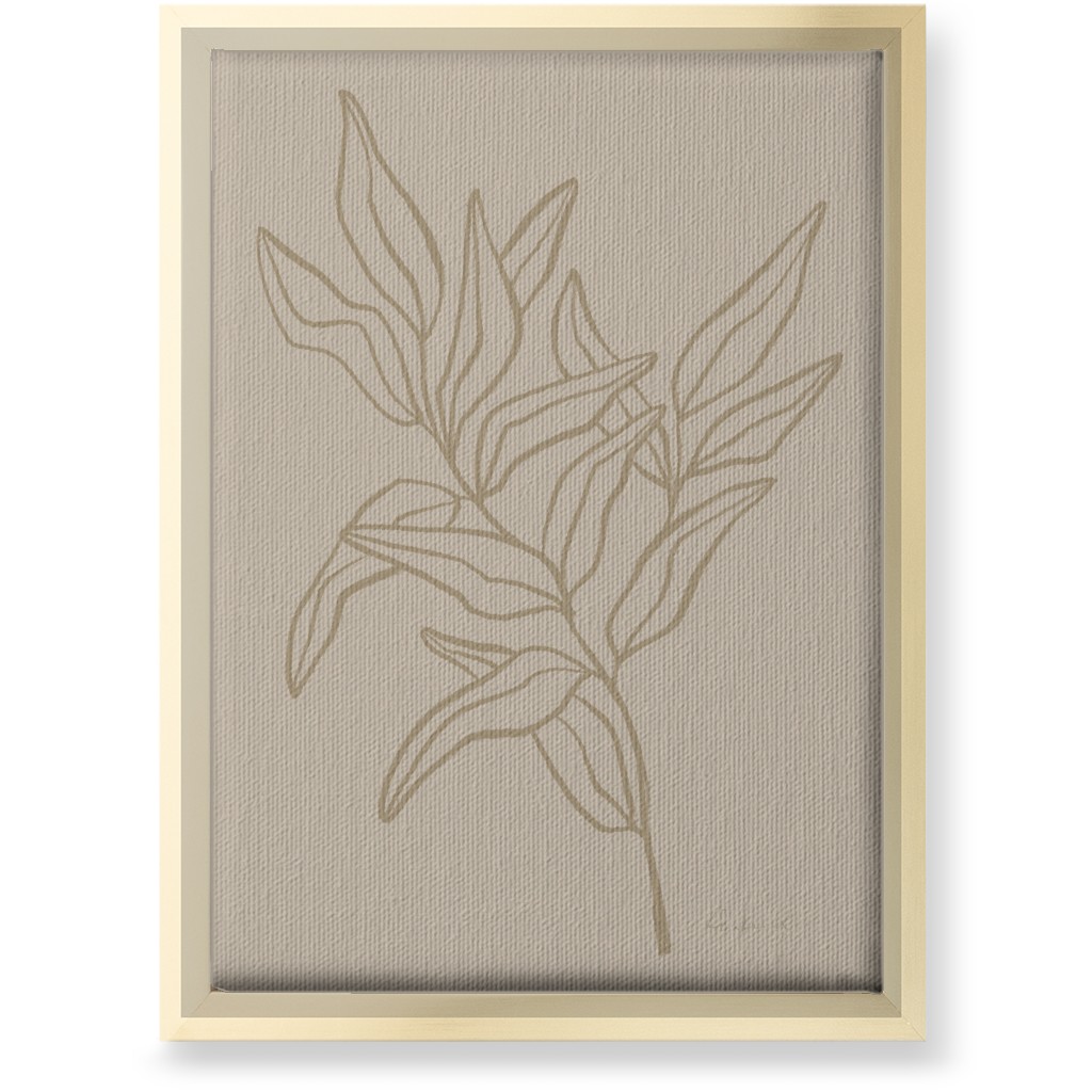 Botanical Eucalyptus Branch I Wall Art, Gold, Single piece, Canvas, 10x14, Beige, Wheat
