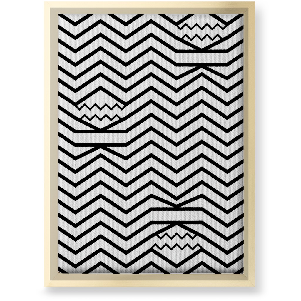 Wavy Lines - Black and White Wall Art, Gold, Single piece, Canvas, 10x14, Black, Black