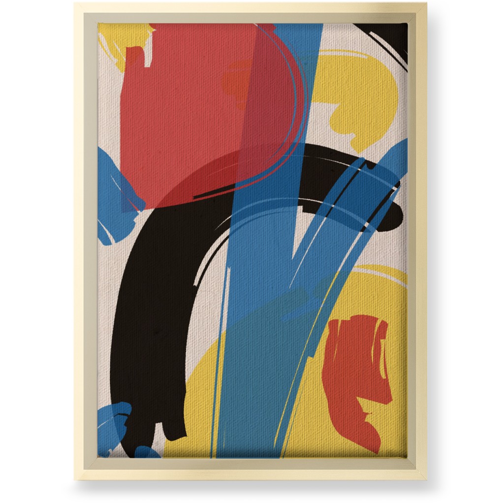 Primary Painterly Abstract - Multi Wall Art, Gold, Single piece, Canvas, 10x14, Multicolor
