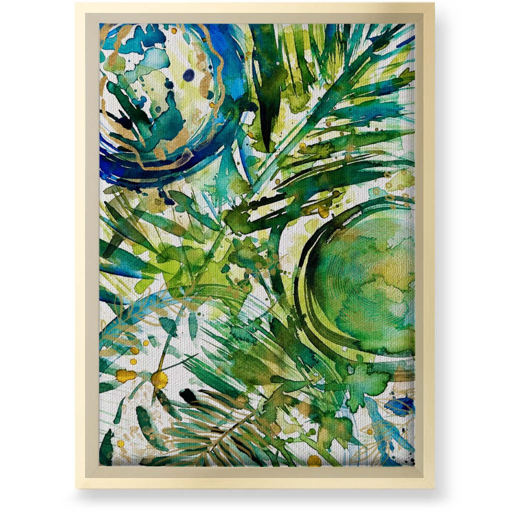 Paradise - Green and Blue Wall Art, Gold, Single piece, Canvas, 10x14, Green