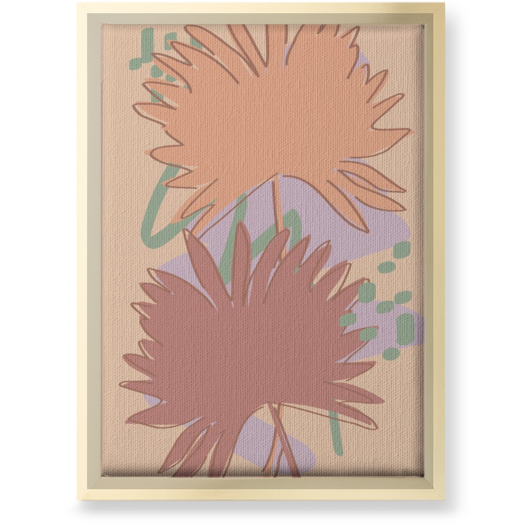 Modern Sabal Palm - Pink Wall Art, Gold, Single piece, Canvas, 10x14, Orange