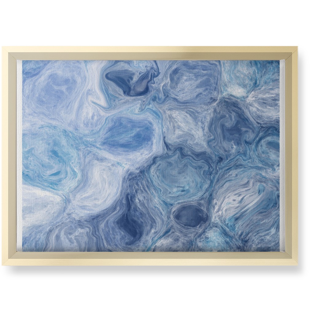 Abstract Acrylic Pour Ripple - Blue Wall Art, Gold, Single piece, Canvas, 10x14, Blue