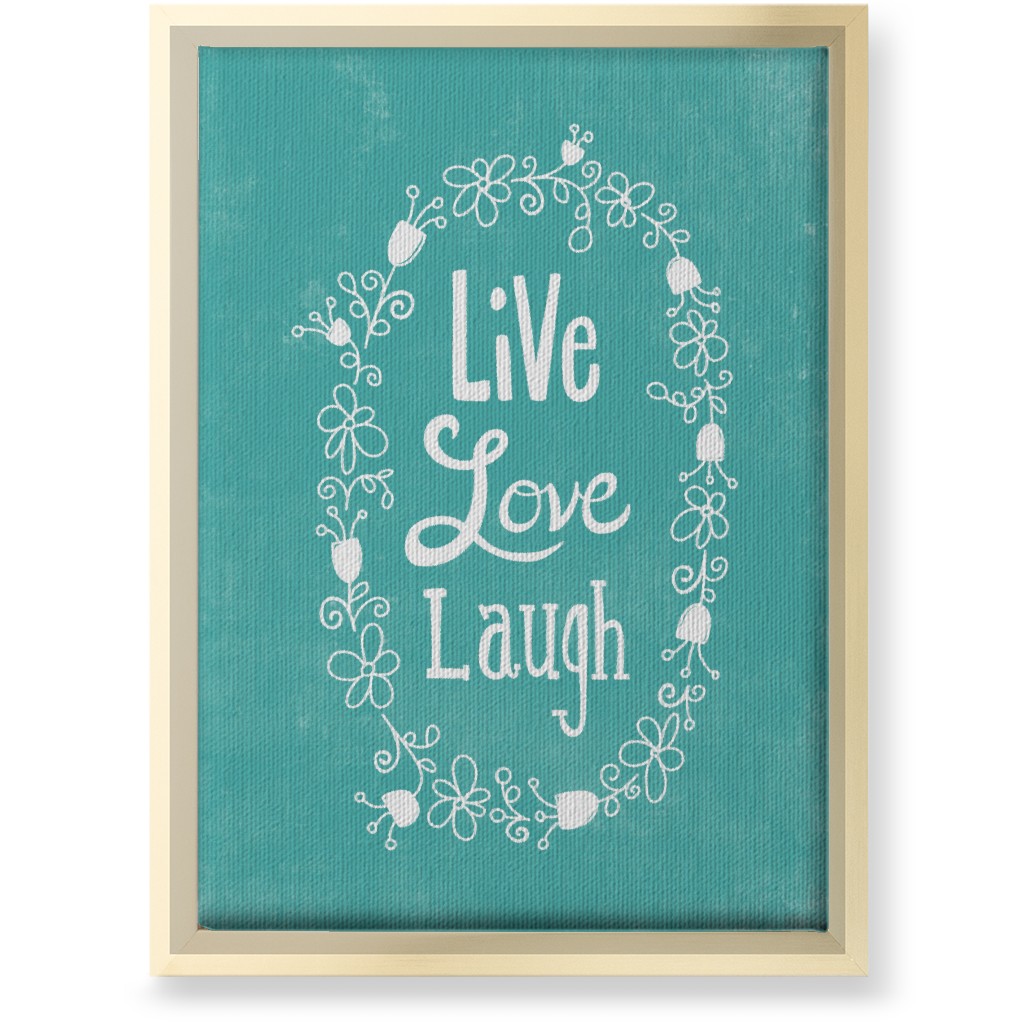 Live, Laugh, Love - Aqua Wall Art, Gold, Single piece, Canvas, 10x14, Green