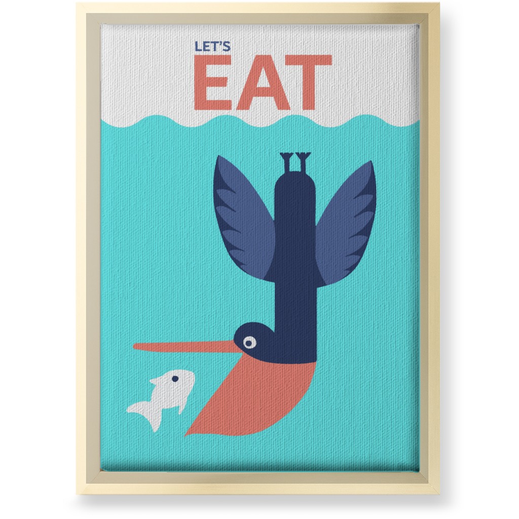 Let's Eat - Blue Wall Art, Gold, Single piece, Canvas, 10x14, Blue