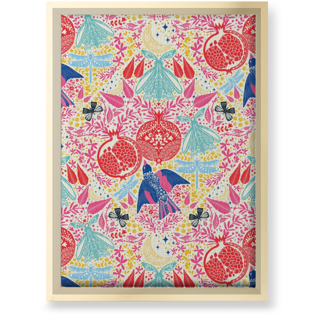Botanical Pomegranate Garden - Multi Wall Art, Gold, Single piece, Canvas, 10x14, Multicolor