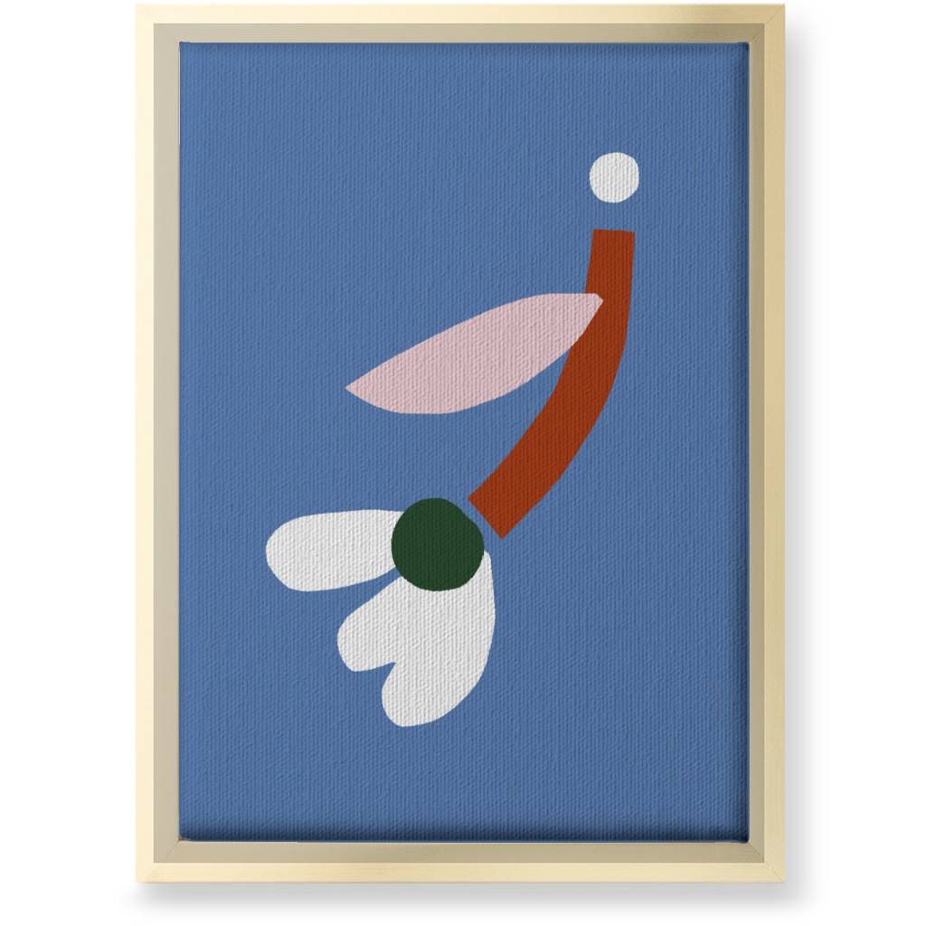 Flower - Multi on Blue Wall Art, Gold, Single piece, Canvas, 10x14, Blue