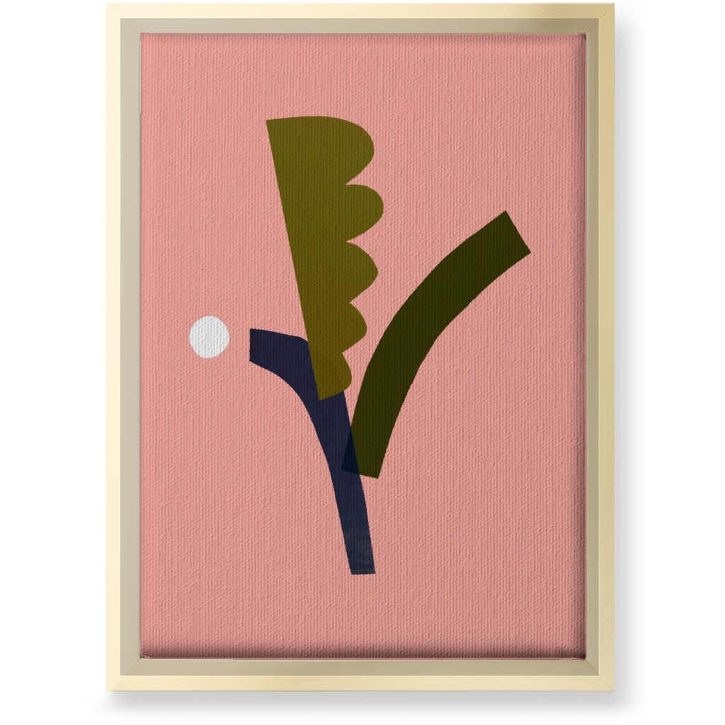 Leaves - Pink Wall Art, Gold, Single piece, Canvas, 10x14, Pink, Bright Pink