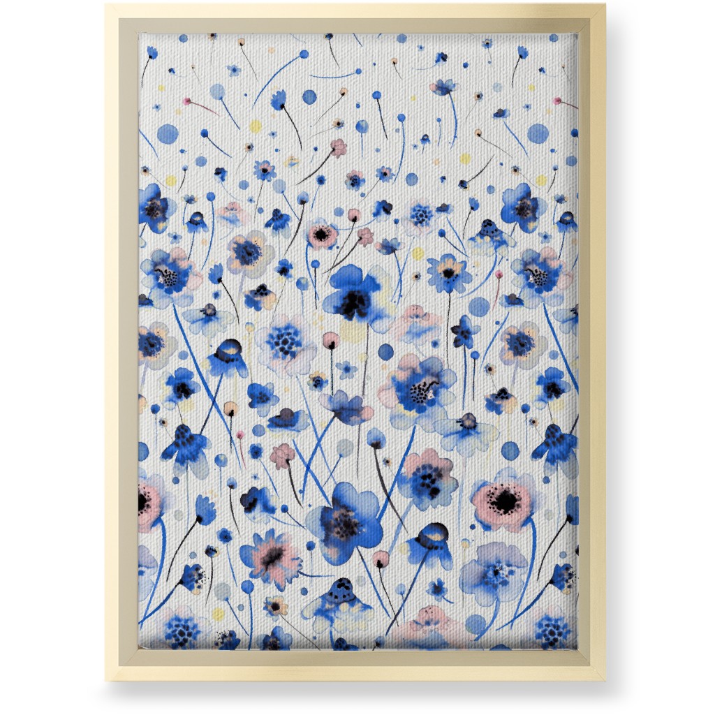 Blue And Gold Floral Wall Art