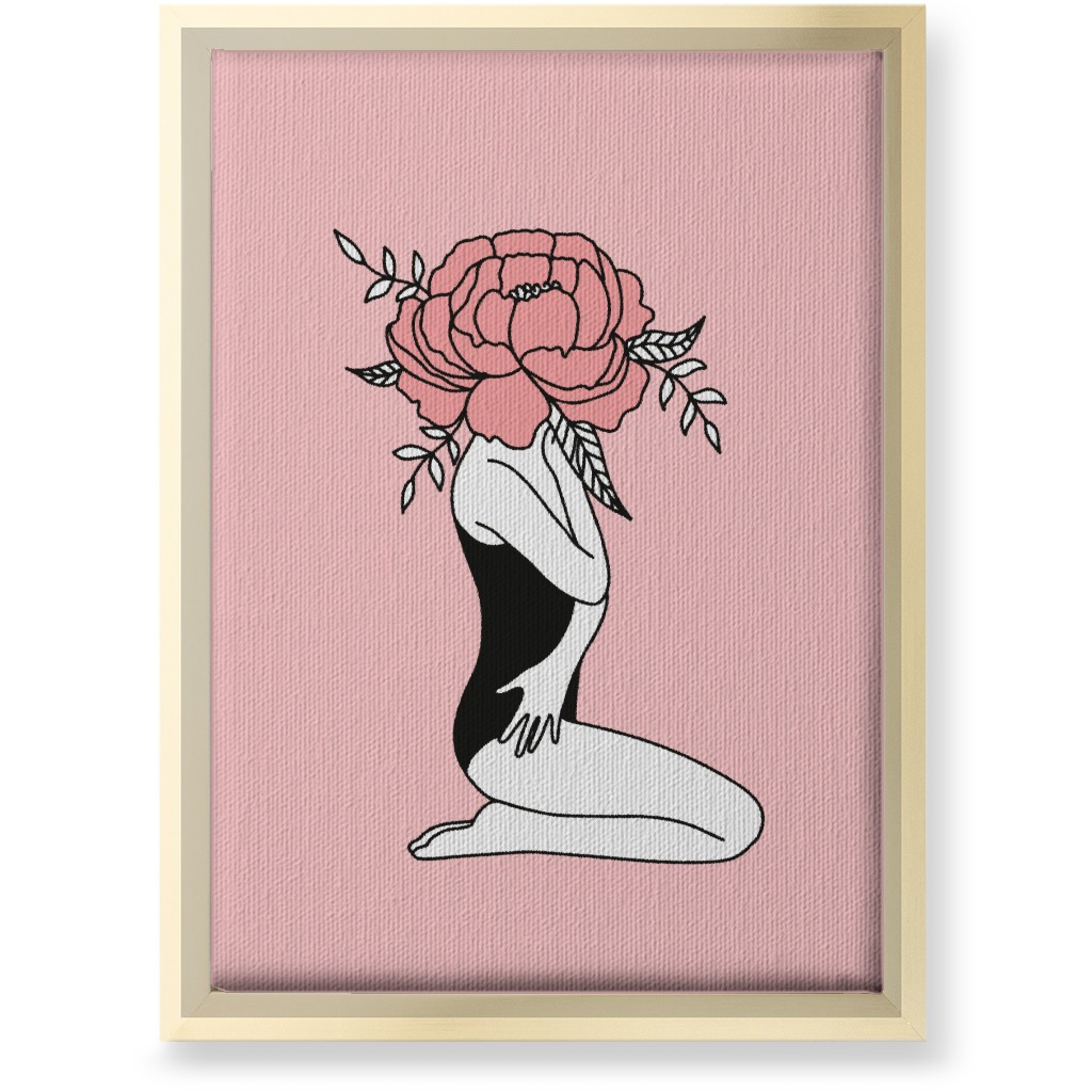 Modern Feminine Abstract - Pink Wall Art, Gold, Single piece, Canvas, 10x14, Pink