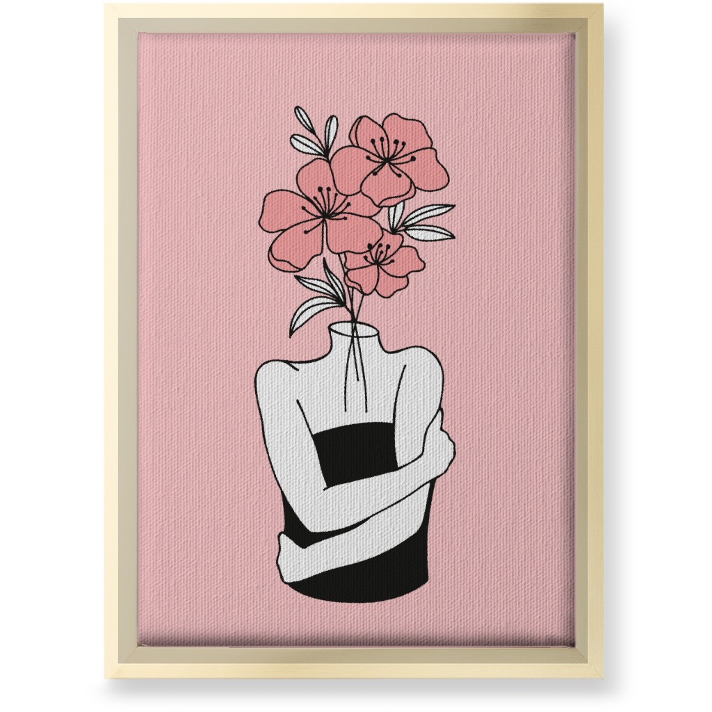 Self Love Feminine Abstract - Pink Wall Art, Gold, Single piece, Canvas, 10x14, Pink