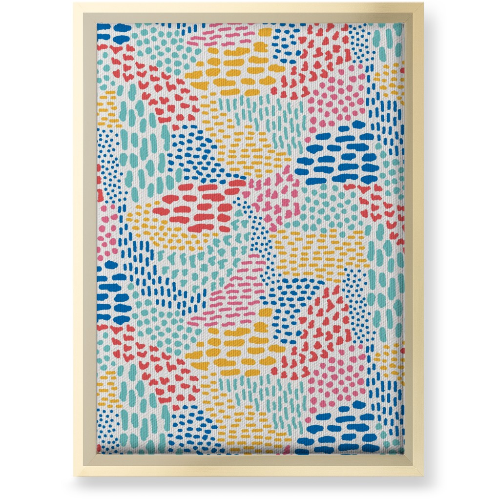 Abstract Colorful Dots and Dashes - Multi Wall Art, Gold, Single piece, Canvas, 10x14, Multicolor