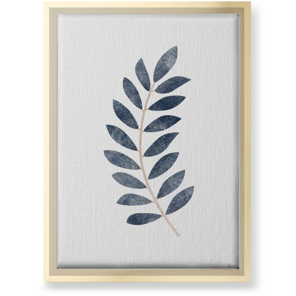 Botanical Leaf Ii Wall Art, Gold, Single piece, Canvas, 10x14, Blue, Storm