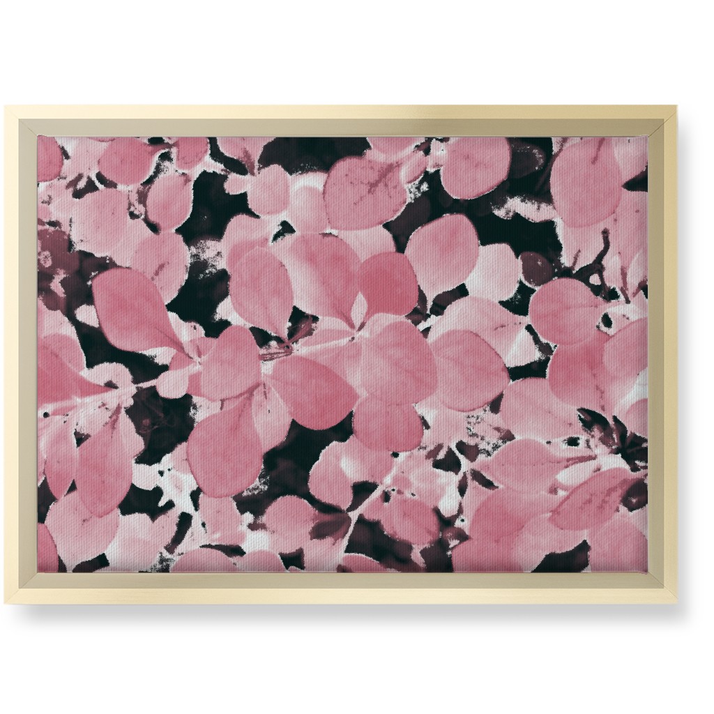 Plum Leaves - Pink on Black Wall Art, Gold, Single piece, Canvas, 10x14, Pink