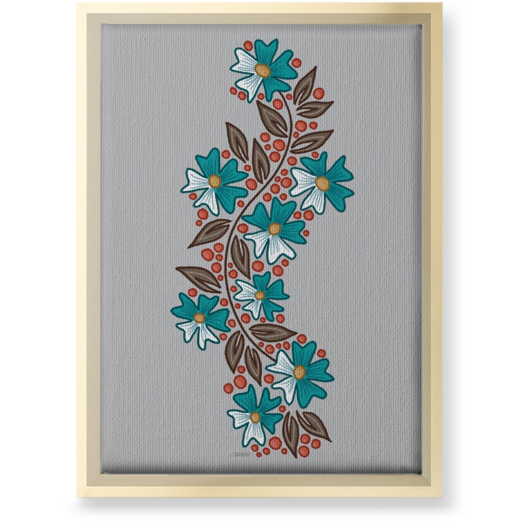 Floral Swish - Multi Wall Art, Gold, Single piece, Canvas, 10x14, Gray, Gray