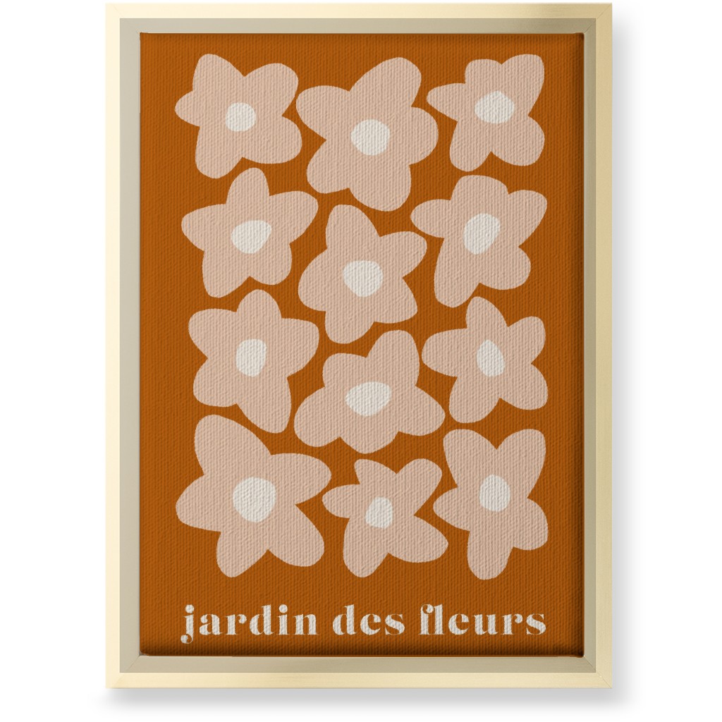 Botanical Graphic Retro Flower Garden Wall Art, Gold, Single piece, Canvas, 10x14, Orange, Fawn