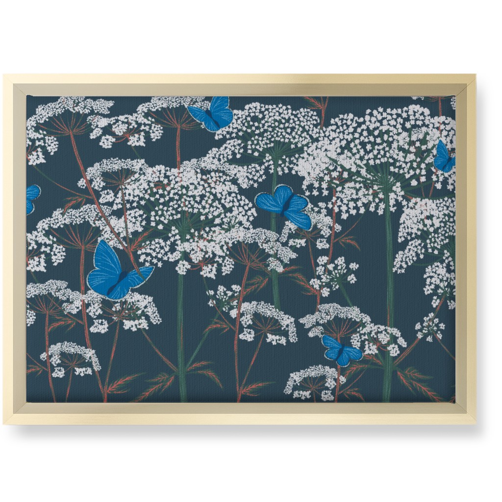 Queen Annes Lace - Green and Blue Wall Art, Gold, Single piece, Canvas, 10x14, Blue, True Blue