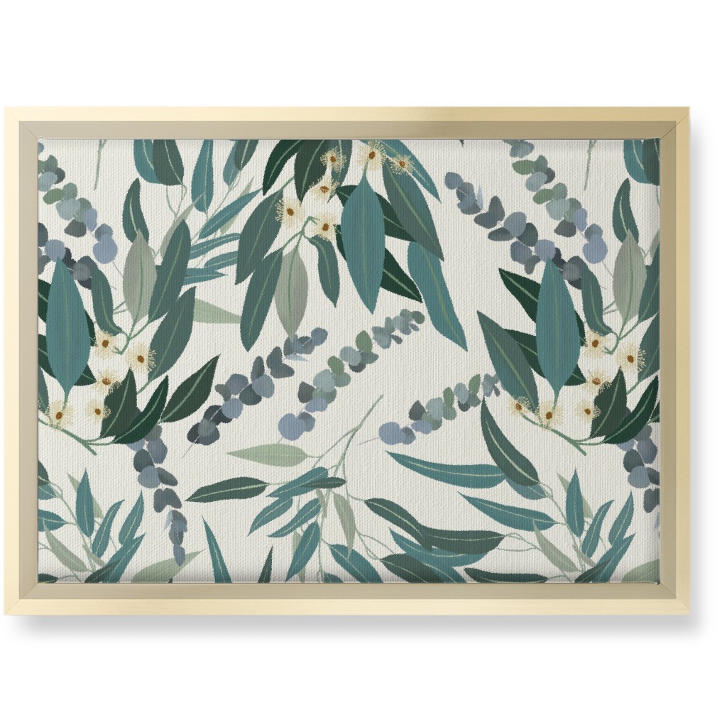 Eucalyptus - Green on White Wall Art, Gold, Single piece, Canvas, 10x14, Green