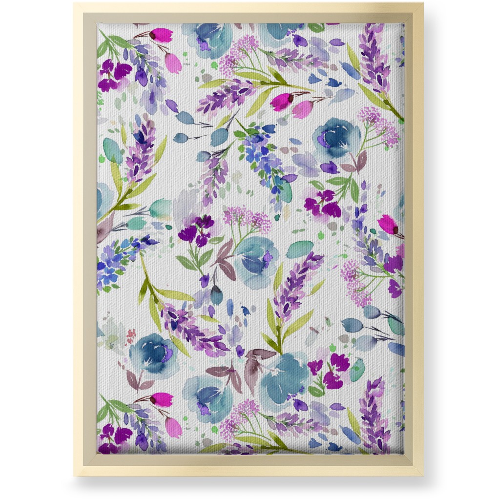 Lavender Bunches - Purple and Blue Wall Art, Gold, Single piece, Canvas, 10x14, Purple, Purple