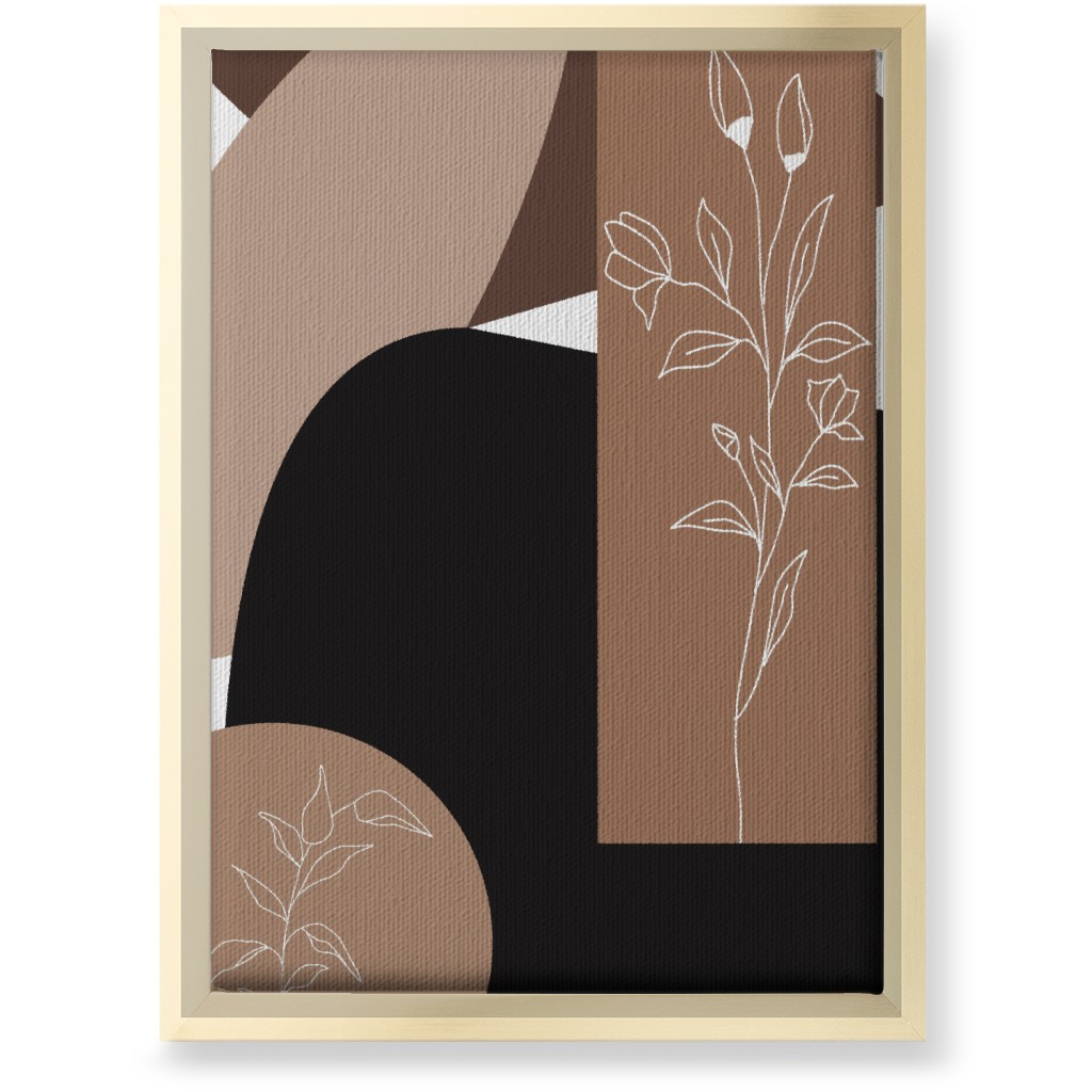 Botanical Abstract - Neutral Wall Art, Gold, Single piece, Canvas, 10x14, Beige, Pearl