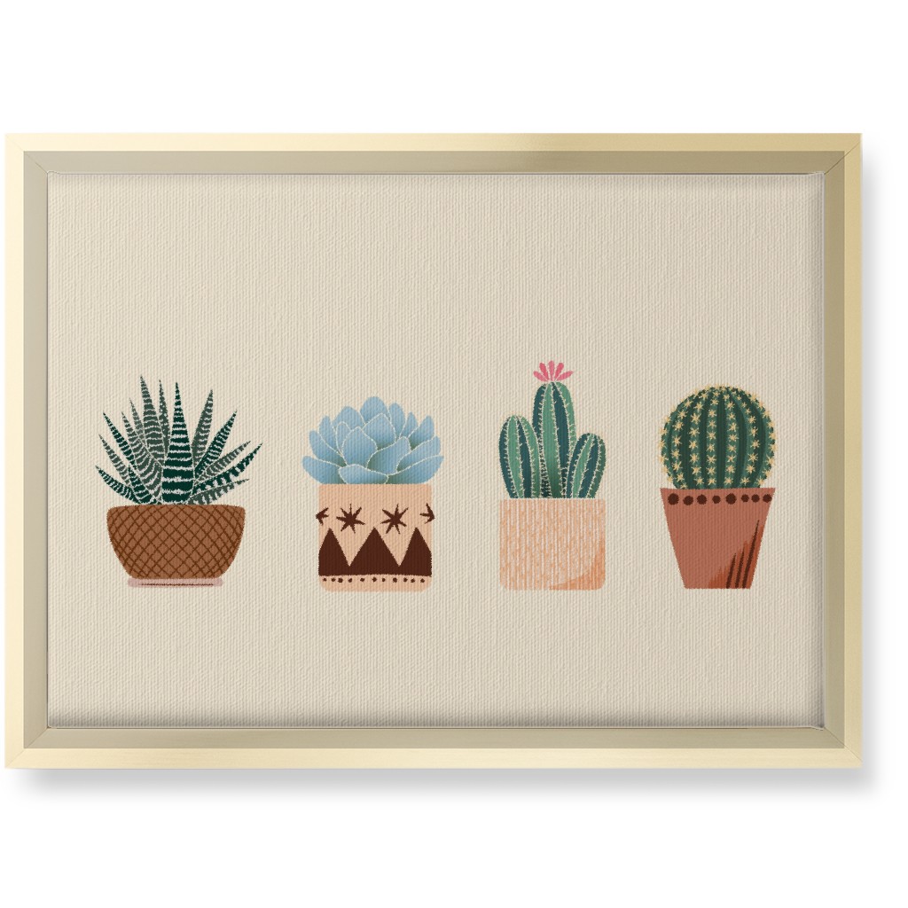 Cactus and Succulent Plants - Neutral Wall Art, Gold, Single piece, Canvas, 10x14, Beige, Pearl
