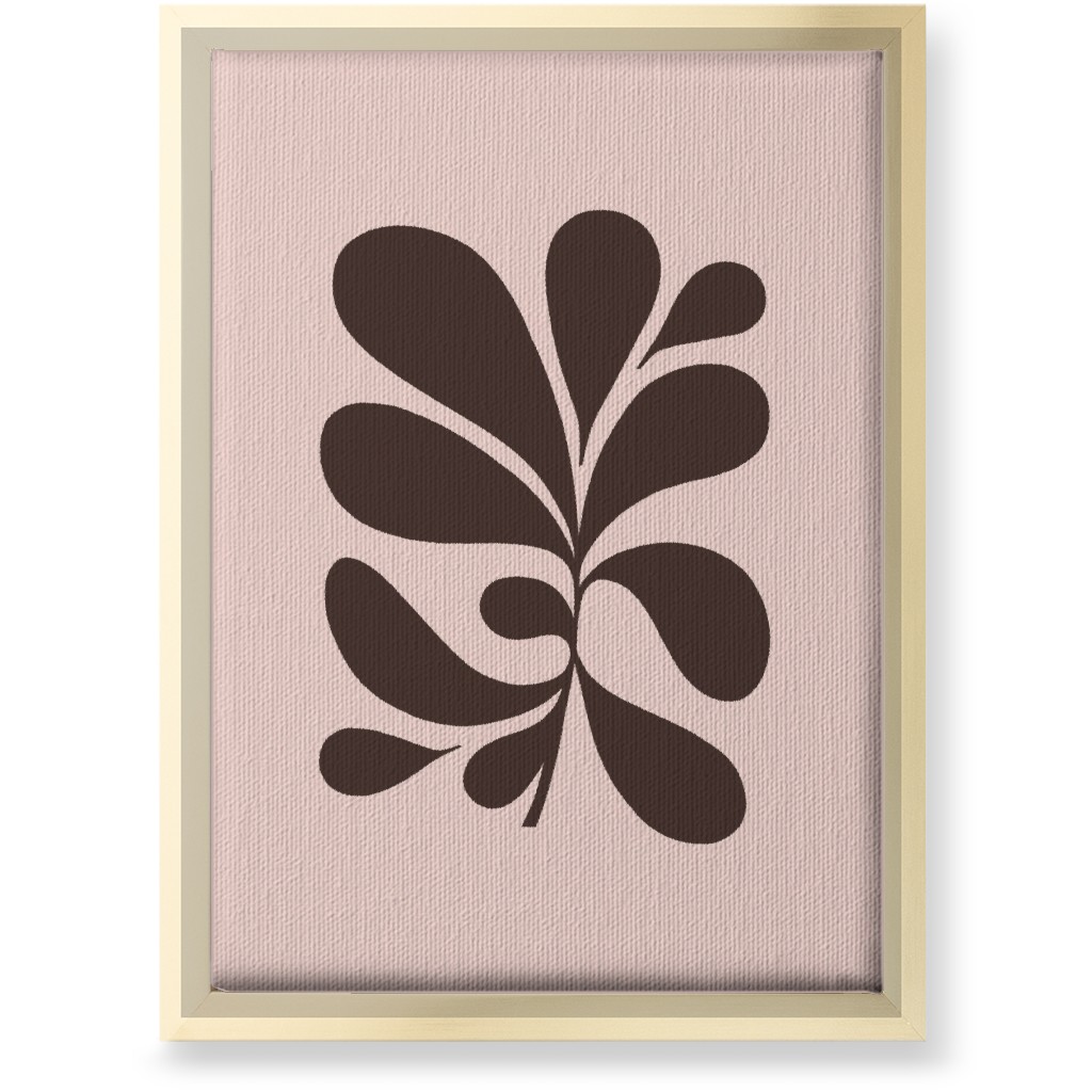 Minimal Foliage - Pink and Brown Wall Art, Gold, Single piece, Canvas, 10x14, Pink