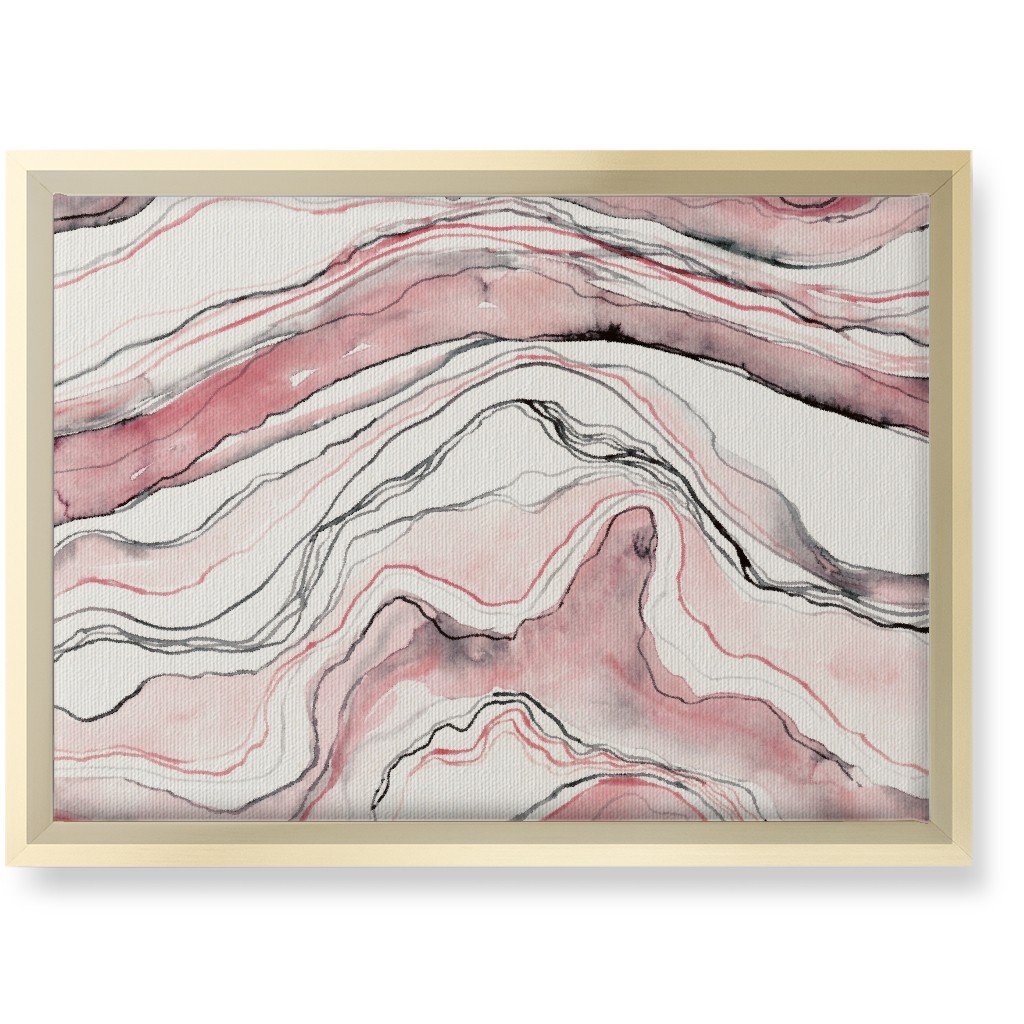 Marbled Watercolor Stone - Pink Wall Art, Gold, Single piece, Canvas, 10x14, Pink