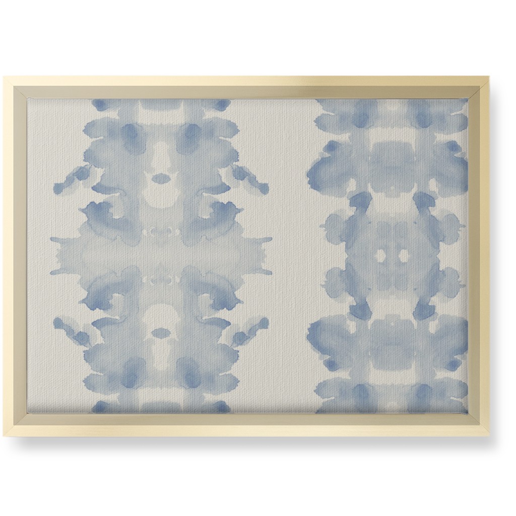 Double Inkblot - Light Blue and Cream Wall Art, Gold, Single piece, Canvas, 10x14, Blue