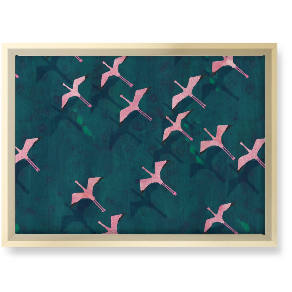 Flamingos Flying Wall Art, Gold, Single piece, Canvas, 10x14, Green, Classic Green